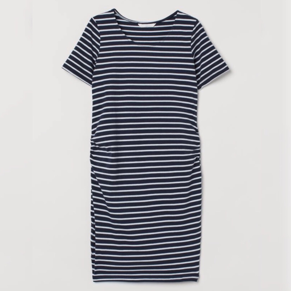 H&M Navy and White Striped Maternity Dress